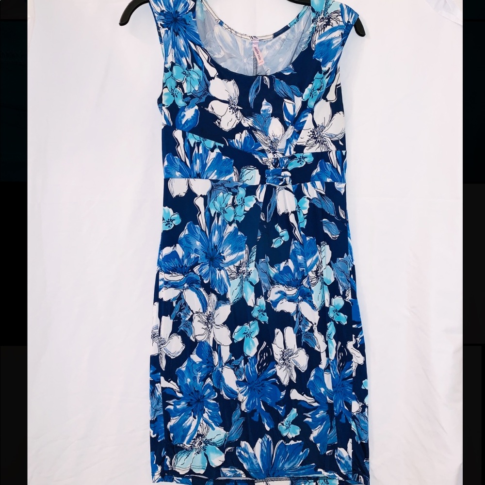 Purple Rain multi color floral above the knee dress.